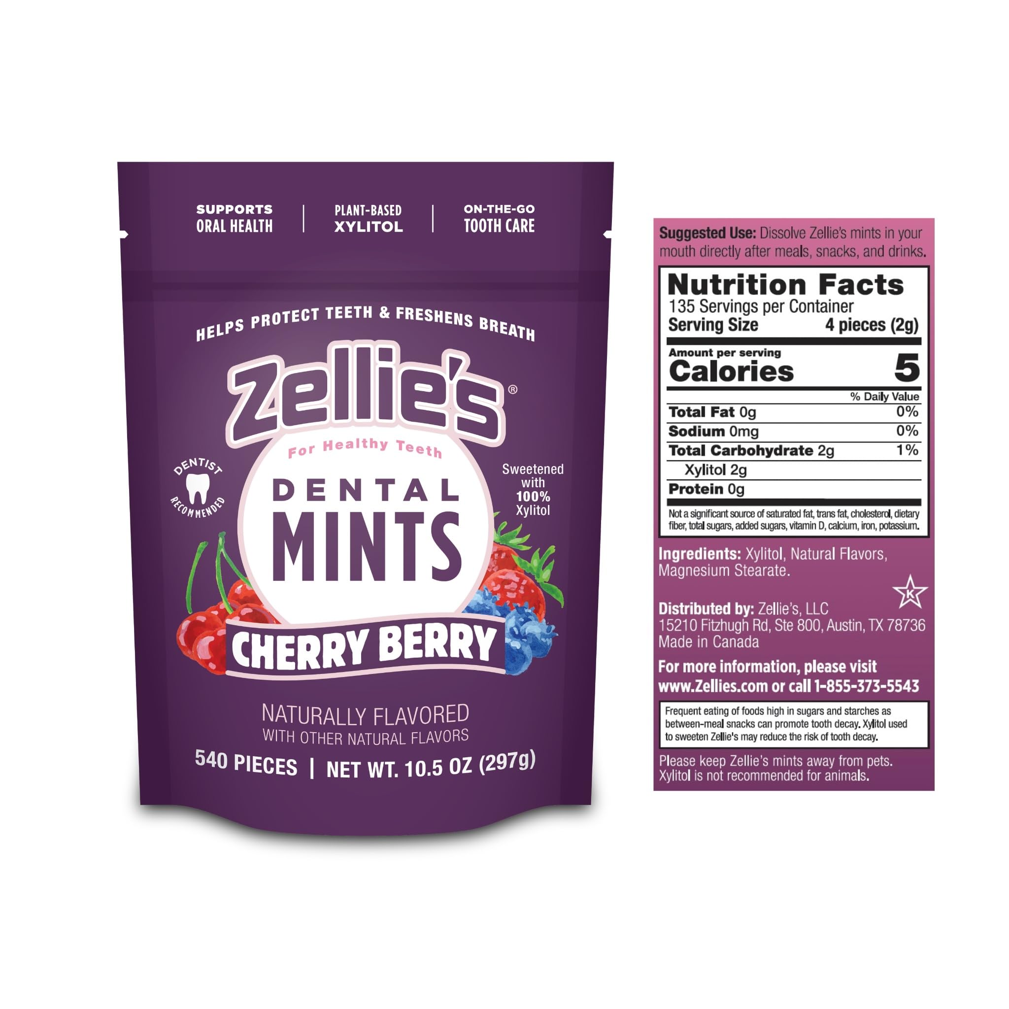 Amazon.com : Zellie's | 100% Xylitol Cherry Berry Breath Mints